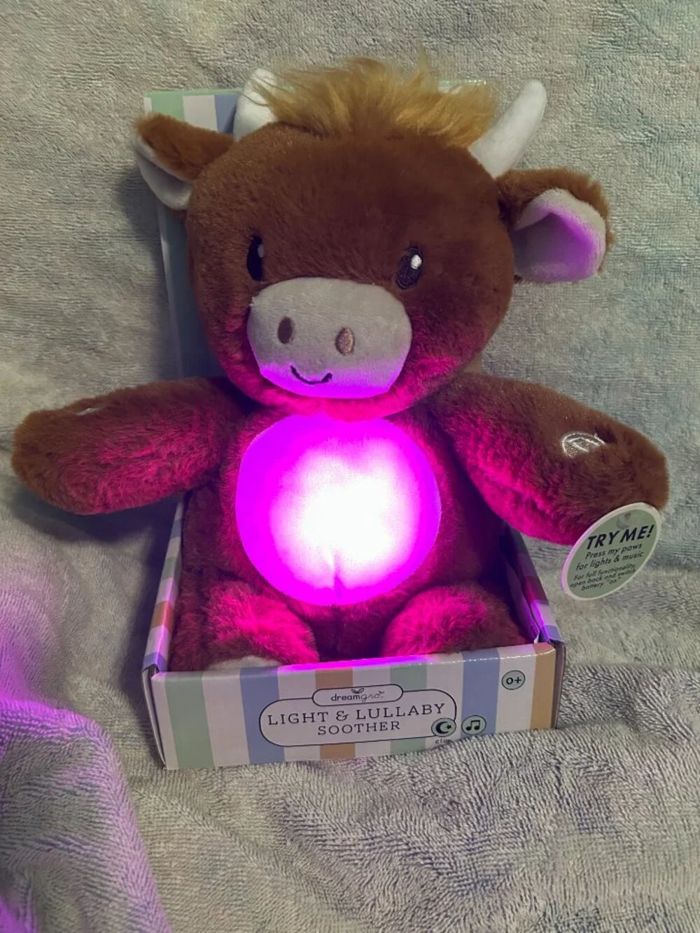 DreamGro Light & Lullaby Soother Brown Bull NWT